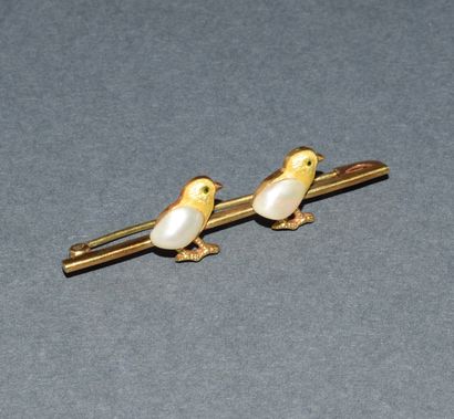 CHARMANTE BROCHE barrette en or jaune 18k...