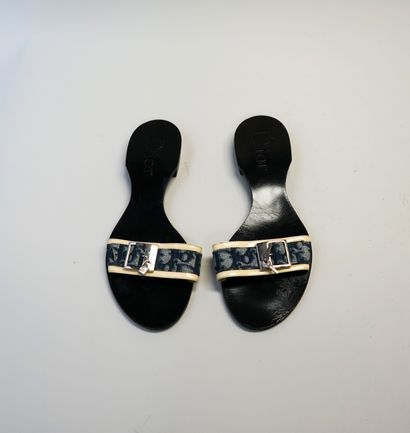 DIOR - PAIR OF MULE in leather and fabric...