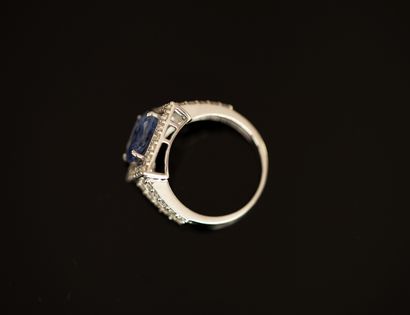 RING in 18K (750/°°) white gold, centered...