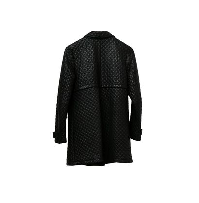 GIOVANNI - Long jacket in black quilted lambskin,...