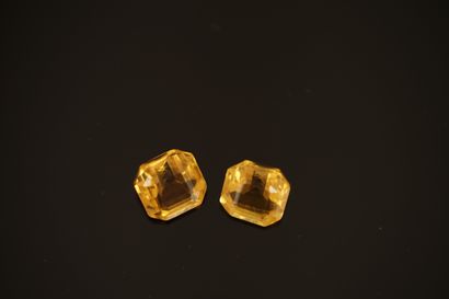 2 CITRINES sur papier taille coussin carré...