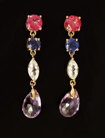 PAIR OF EARRINGS in 925/°° gold-plated silver...