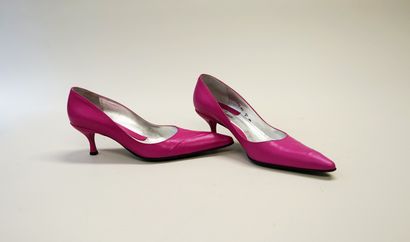 FREE LANCE - Pair of fuchsia pink leather...