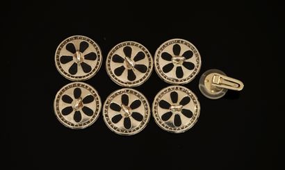 SET of 6 platinum BUTTONS set with an onyx...