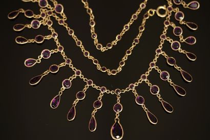 DRAPERIE NECKLACE in gilded metal adorned...