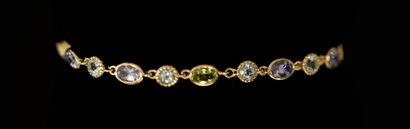 BRACELET ligne en argent doré 925/°° serti...