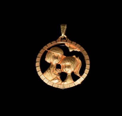 PENDENTIF rond en or jaune 18K (750/°°) «Les...