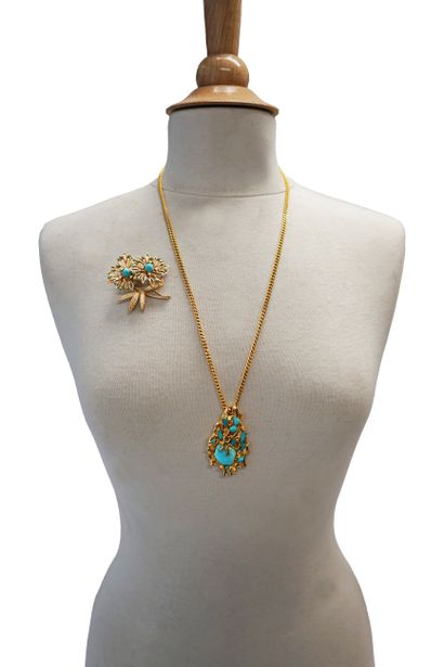 CARVEN - Gilded metal FLOWER BRUSH adorned...