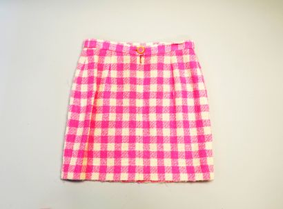ESCADA - Pink gingham mini-skirt suit set,...