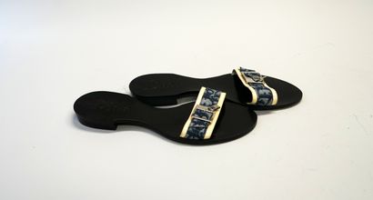 DIOR - PAIR OF MULE in leather and fabric...