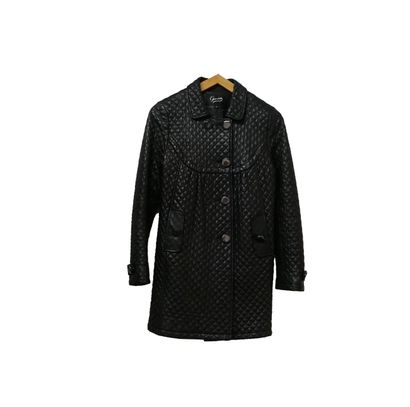 GIOVANNI - Long jacket in black quilted lambskin,...