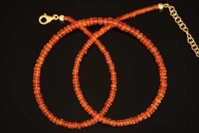 NECKLACE made of round, smooth fire opal...