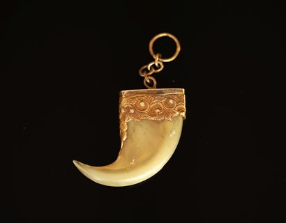 18K (750/°°) yellow gold claw pendant with...