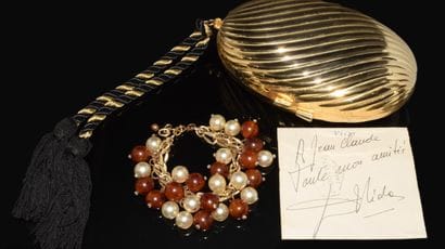 BRACELET in gilded metal, imitation pearls...