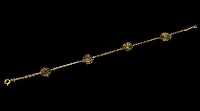 BRACELET in 18K (750°/°°) yellow gold forçat...