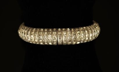 Articulated silver-plated BRACELET with rhinestone-set...