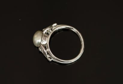 RING in platinum and 18k (750/°°) white gold...