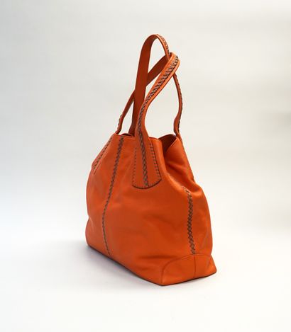 TOD'S - Tote bag in lightly grained orange...