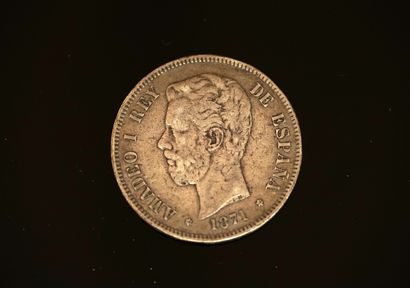 PIECE en argent 900/°° de 5 pesetas Amedeo...