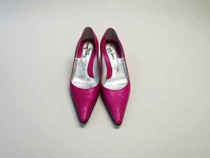 FREE LANCE - Pair of fuchsia pink leather...