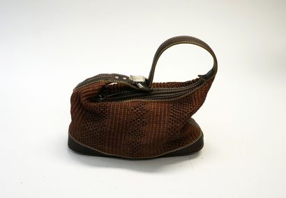 HOGAN - BAG in canvas and braided raffia...