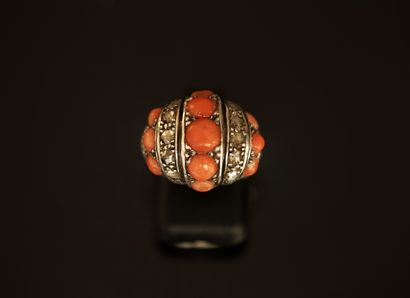 BAGUE DOME Art Déco en argent min 800/°°...