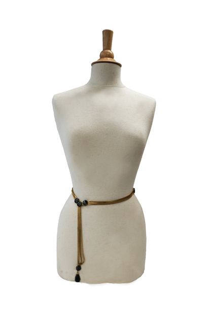 Gilded metal belt with several square snake...
