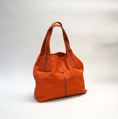 TOD'S - Tote bag in lightly grained orange...