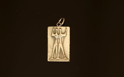 H STERN - Silver-plated metal pendant featuring...