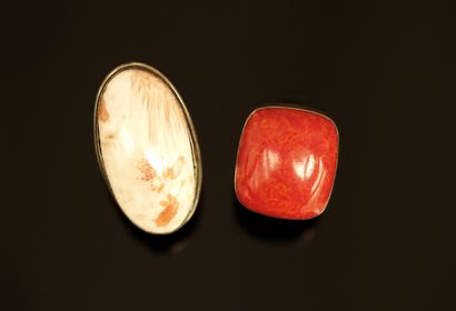 SET of 2 rings in 925/°° silver and silver-plated...