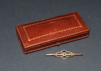 9K (585/°°) yellow gold BARRETTE BROCH with...