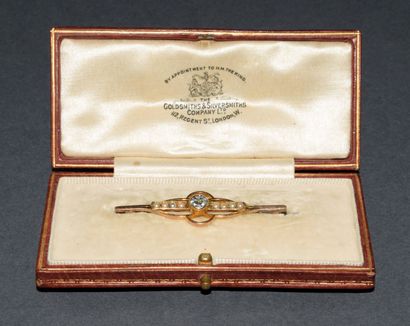 9K (585/°°) yellow gold BARRETTE BROCH with...