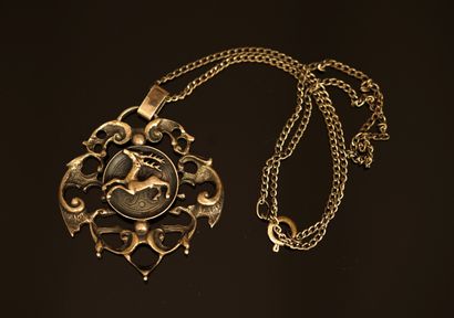 DEER PENDANT in silver min 800/°° with interlaced...