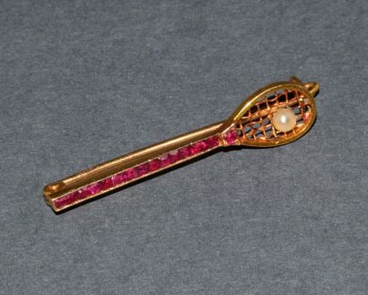 18K (750/°°) yellow gold BARRETTE brooch...