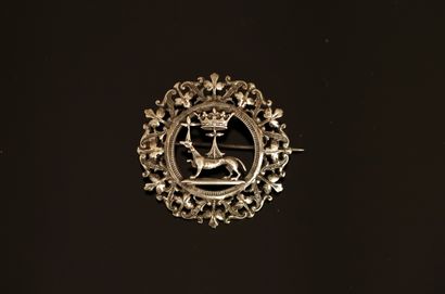 800/°° silver BROCHURE with crowned ermine...