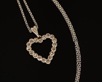 HEART CHAIN & PENDANT in 14K (585/°°) white...