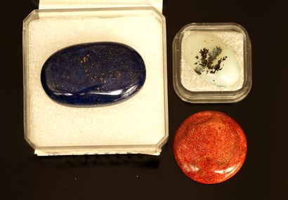 SET including 1 oval lapis lazuli cabochon,...