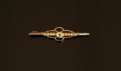 9K (585/°°) yellow gold BARRETTE BROCH with...
