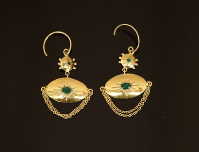 PAIR OF 925‰ gilt silver EAR PENDANTS with...