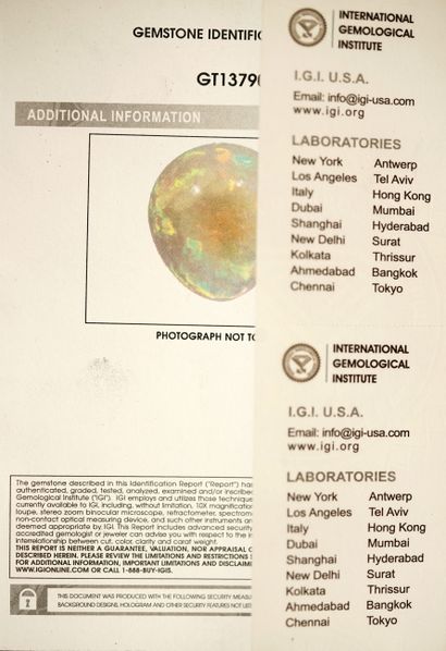 OPAL on paper in the shape of a drop, cabochon...