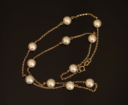 COLLIER chaîne en or jaune 18k (750/°°) alternée...