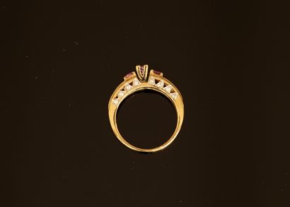 FINE 925/°° gold-plated silver ring set with...