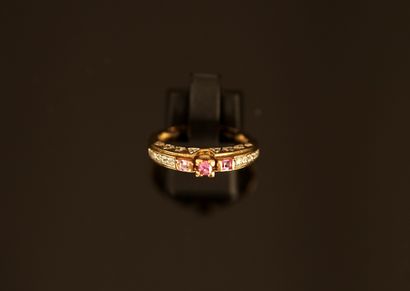FINE 925/°° gold-plated silver ring set with...