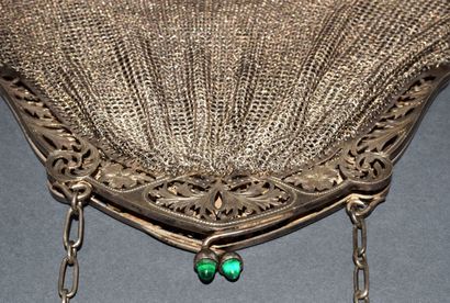 RAVINGING silver (800/°°) aumônière BAG adorned...