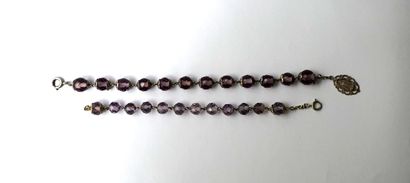 SET of 2 silver and faceted violet glass...