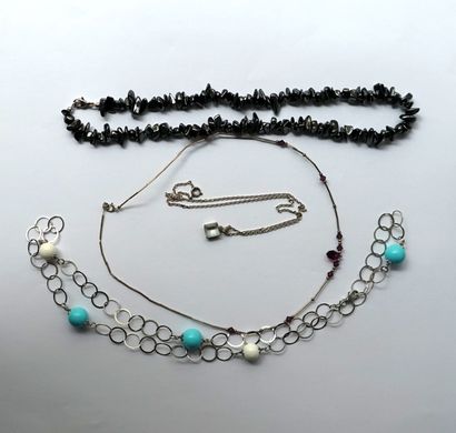 SET of 3 silver 925/°° NECKLACES, one with...
