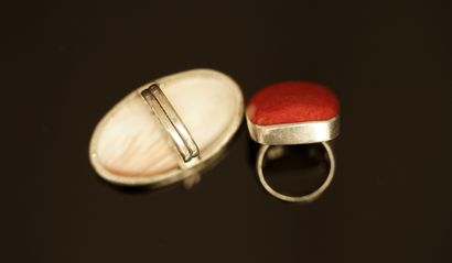 SET of 2 rings in 925/°° silver and silver-plated...