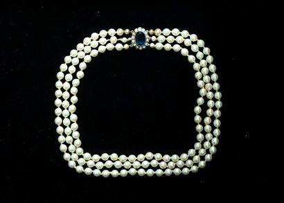 3-row imitation pearl COLLAR, metal clasp...