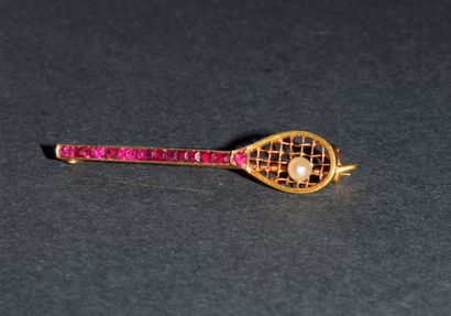 18K (750/°°) yellow gold BARRETTE brooch...