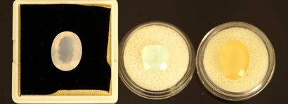 SET of 3 OPALS on paper, 1 oval white, 1...